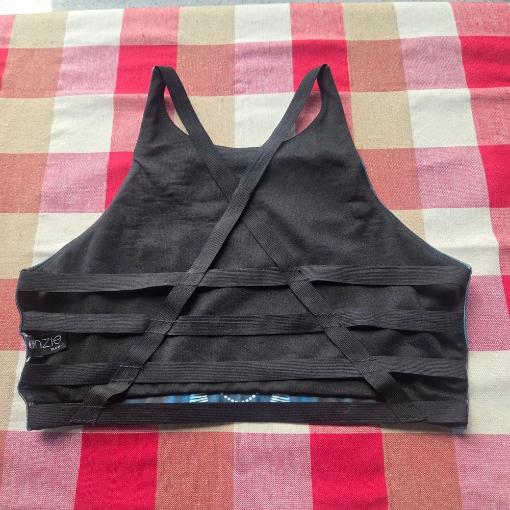 Onzie Feather Festival Yoga Top High Neck Graphic Sports Bra Size S/M - Picture 3 of 5